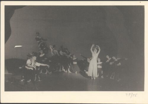 Edouard Borovansky (far left) as the Man, Dorothy Stevenson (centre) as Desire, and dancers of the Borovansky Ballet in Fantasy on Grieg's Concerto in A minor [picture] / [Hugh P. Hall]