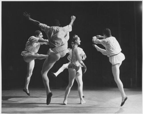 Beverly Dean with dancers of The Australian Ballet in One in five, 1962 [2] [picture] / Eric Smith