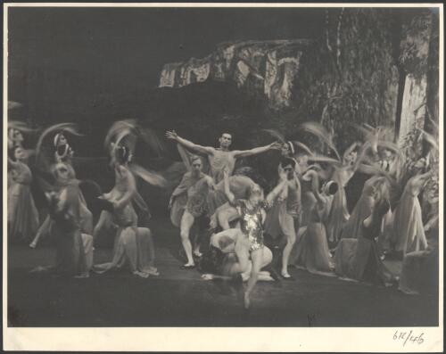 Corrie Lodders as The Spark with dancers of the Borovansky Ballet in Australia, symbolical bush ballet [4] [picture] / [Hugh P. Hall]