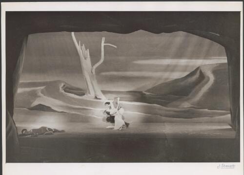 Martin Rubinstein as the Explorer, Vassilie Trunoff as the Aboriginal and Peggy Sager as the Spirit of Australia in Terra Australis, Borovansky Ballet [4] [picture] / J. Stewart