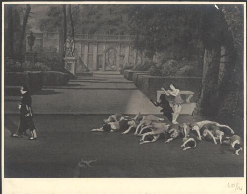 Edouard Borovansky as The Poet, Rachel Cameron as The Chrysanthemum and the corps de ballet as The Leaves in Autumn Leaves, Borovansky Ballet [1] [picture]/ [Hugh P. Hall]