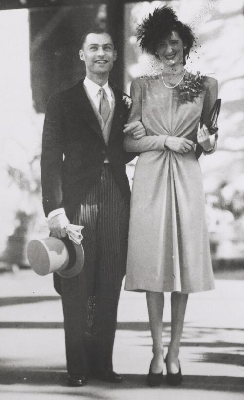 Sir Keith Waller and his wife on their wedding day, Bombay, India, 1943 [picture]