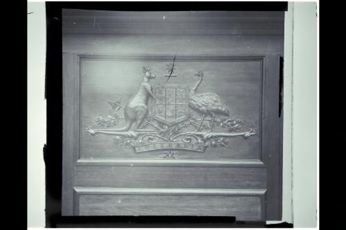 Coat of Arms in Senate, Parliament House [picture] / W.J. Mildenhall