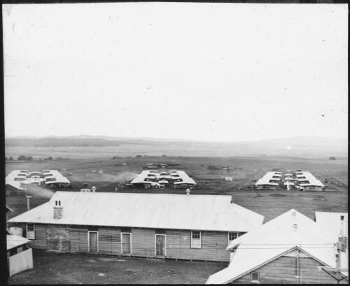 Early picture of Molonglo Internment Camp (present Fyshwick) looking northwest, 1918 [picture] / W.J. Mildenhall
