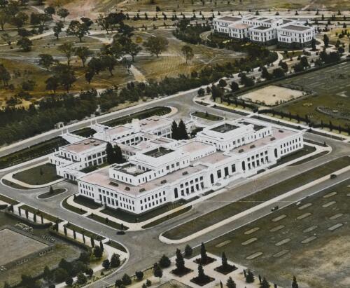 Aerial view of Parliament House. Canberra, 1930 [picture] / W.J. Mildenhall