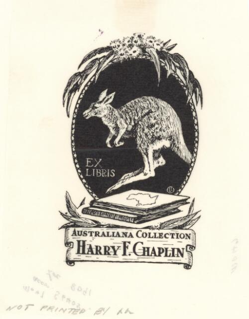 [Bookplate for Australiana collection, Harry F. Chaplin] [picture] / Lionel Lindsay
