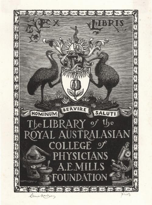 [Bookplate for the Library of the Royal Australasian College of Physicians A.E. Mills Foundation] [picture] / Lionel Lindsay