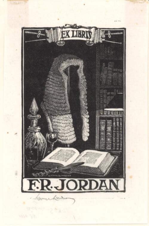 [Bookplate for Frederick Jordan] [picture] / Lionel Lindsay