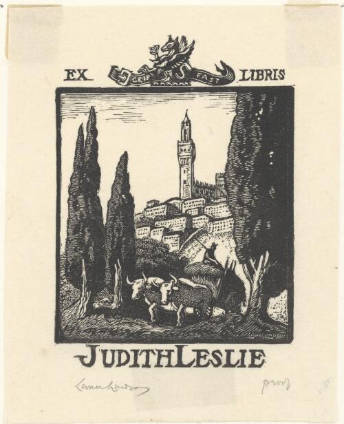 Bookplate for Judith Leslie [picture] / Lionel Lindsay