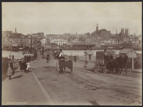 View over the bridge from Pyrmont, Sydney, New South Wales, ca. 1880 [picture] / Charles Bayliss