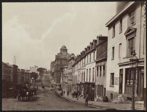 Bridge Street from George Street, Sydney, New South Wales, ca. 1880 [picture] / Charles Bayliss