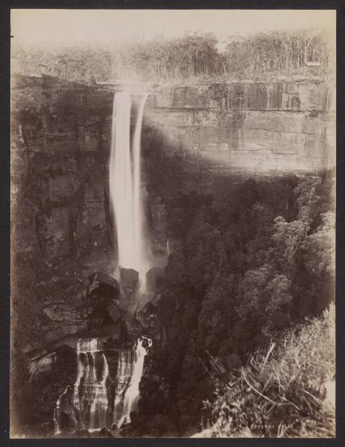 Fitzroy Falls cascading onto the rocks below, New South Wales, ca. 1885 [picture] / Charles Bayliss