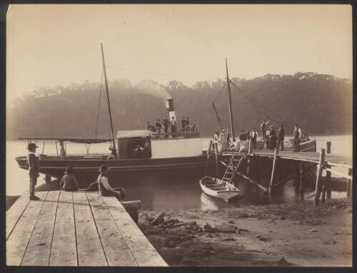 Wharf at Peats Ferry, Hawkesbury River, New South Wales, ca. 1885 [picture] / Charles Bayliss