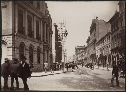 Pitt Street with the Union Bank on the corner, Sydney, New South Wales, ca. 1880 [picture] / Charles Bayliss