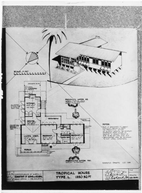 Architectural drawing of tropical house type L, 17 December 1946 [transparency] / Department of Works and Housing