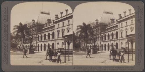 Horse and carriage outside of Parliament House, Brisbane, Queensland, 1908 [picture] / Underwood and Underwood