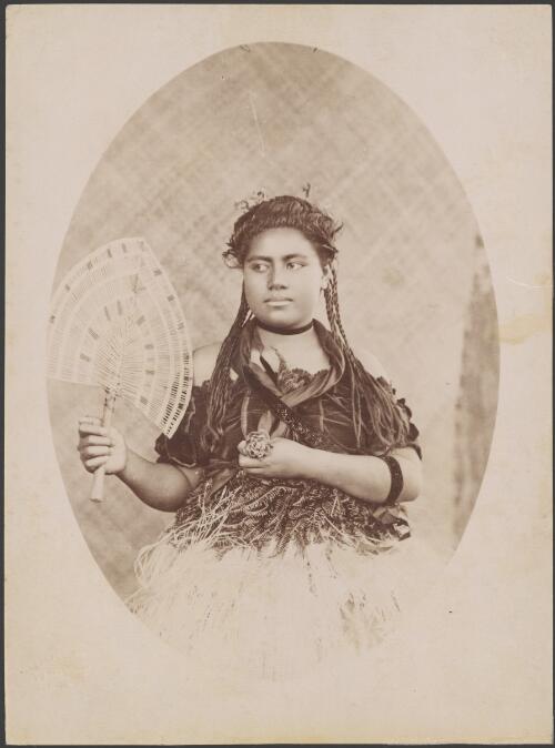 Samoan girl with a fan [picture] / Charles H. Kerry