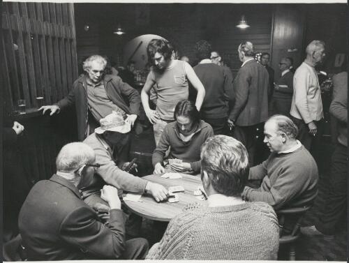 Customers playing cards at the Matthew Flinders Hotel, Chadstone, Victoria, ca. 1972 [picture] / Bruce Howard