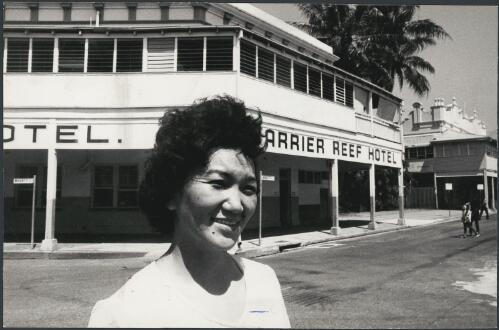 Kay Fisher and her Barrier Reef Hotel, Cairns, Queensland, ca. 1972 [picture] / Bruce Howard