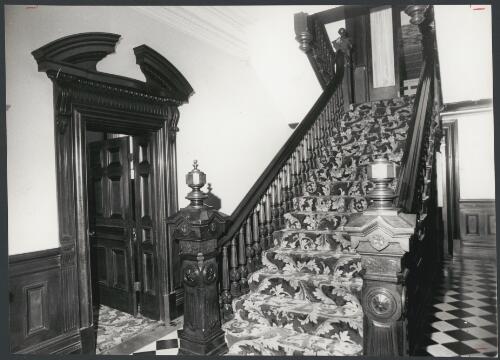Cedar stairway and doorway, hotel at Shaw's Bay, New South Wales, ca. 1972 [picture] / Bruce Howard