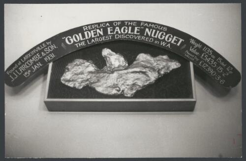 Replica of the Golden Eagle Nugget, Foundry Hotel, Perth, Western Australia, ca. 1972 [picture] / Bruce Howard