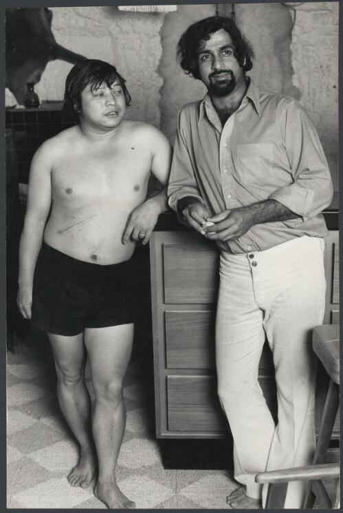 Farid Khan (right) and his body guard, Abdullah Chan (left), Opal Hotel, Coober Pedy, South Australia, ca. 1972, 2 [picture] / Bruce Howard