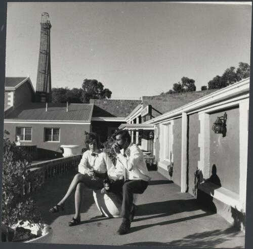 Northern Gateway Inn including two customers, Port Augusta, South Australia, ca. 1972 [picture] / Bruce Howard