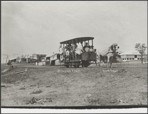 Horse tram and streetscape in Broome, Western Australia, 1920 [picture]