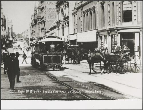 Steam tram in King Street looking east from George Street, Sydney, ca. 1894 [picture]