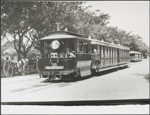 Steam tram No. 35 in Elizabeth Street near Hyde Park, Sydney, ca. 1900 [picture]