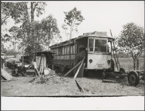 Tram in process of restoration, Brisbane Tramway Museum, Queensland, ca. 1976 [picture]