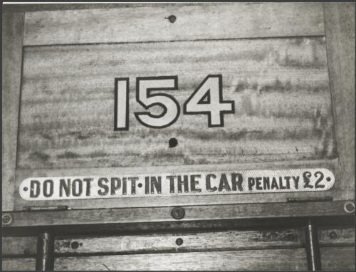 Tram signage, 'Do not spit in the car. Penalty £2', Sydney, ca. 1976 [picture]