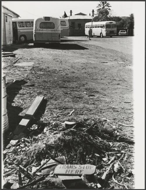 Tram stop sign on the rubbish heap, Kalgoorlie, Western Australia, ca. 1978 [picture]