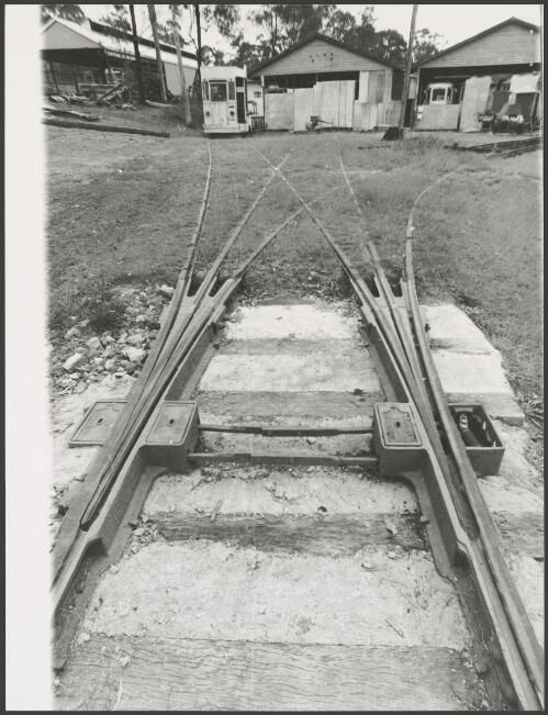 Tram tracks showing switching mechanism, Brisbane Tramway Museum, Queensland, ca. 1976, 2 [picture]