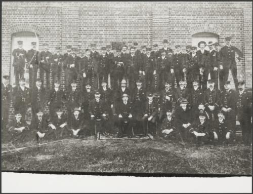 Group portrait, probably the staff of the Fremantle Municipal Tramways and Electric Lighting Board, Fremantle, Western Australia, ca. 1910 [picture]