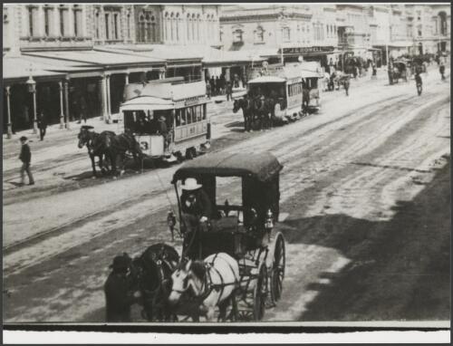 Horse trams at the intersection of King William and Rundle Street, Adelaide, South Australia, ca. 1901 [picture]