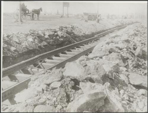 Rails laid out on the tram tracks in Kalgoorlie, Western Australia, 1902 [picture]
