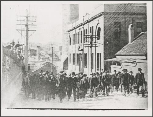 The power house workers came out on strike in sympathy with the drivers and conductors, Sydney, 1908 [picture]