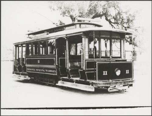 The smart new cars at the opening of the tramway, Fremantle, Western Australia, 1905 [picture]