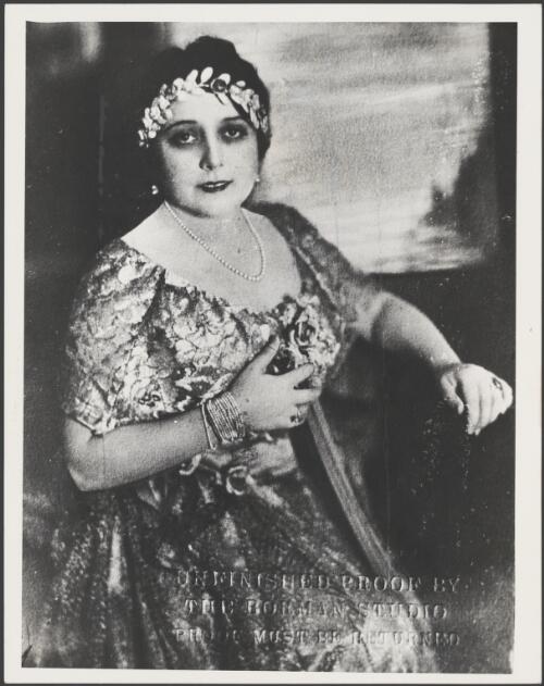 Portrait of Italian opera singer Toti Dal Monte, born Antonietta Meneghel, who was brought to Australia by Nellie Melba and Nevin Tait of J.C. Williamson, 1924 [picture] / Borman Studio