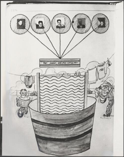 Coat of arms of the laundry service set up by Corporal Gerald Carroll and his friends in Stalag Luft III, Germany, in 1944, Victoria, ca. 1973 [picture] / Bruce Howard