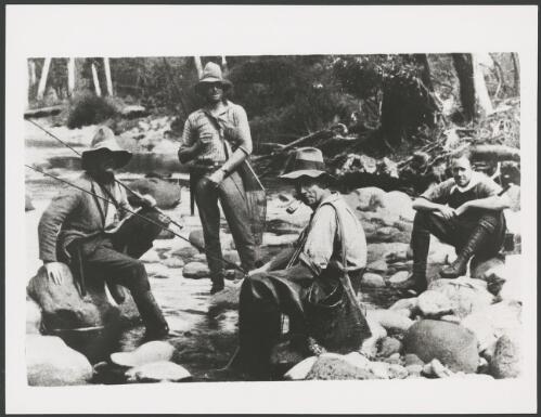 Four fishermen on the Dargo River, Victoria, 1934 [picture]