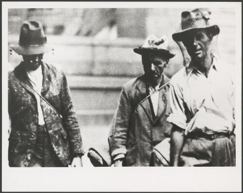 Three men looking for work in the Great Depression, ca. 1930 [picture]