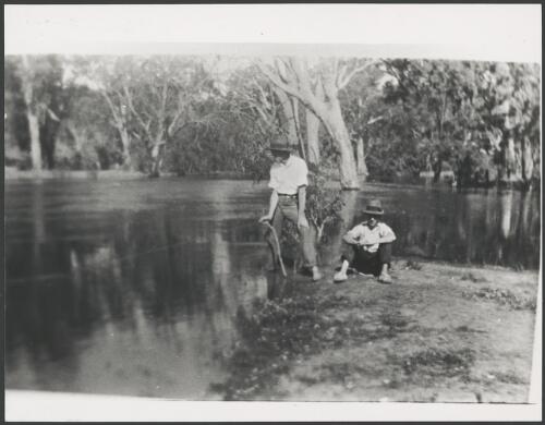 Unemployed men fishing with homemade rods during the Great Depression, ca. 1930 [picture]