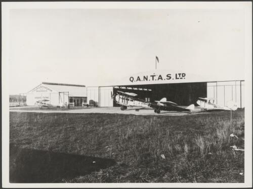 Qantas aircraft and hangars at Archerfield Aerodrome, Brisbane, ca. 1935 [picture]