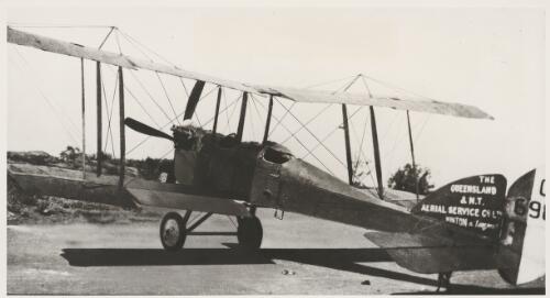 Qantas BE2E, the second aircraft owned by Qantas and used for joy rides and air taxi services in Western Queensland, ca. 1925 [picture]