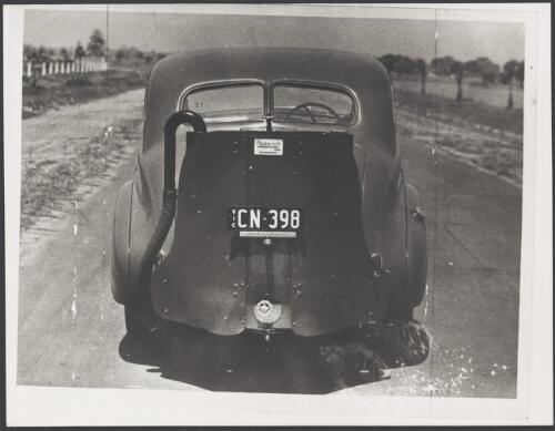 Car from Victoria with extra fuel tank at rear, ca. 1945 [picture]