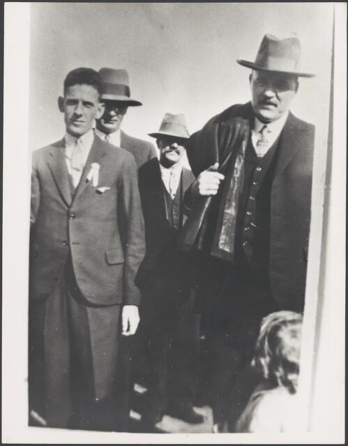 Arthur Howells, who became secretary of the local ALP branch, with NSW Premier Jack Lang, Narrandera, New South Wales, ca. 1930 [picture]