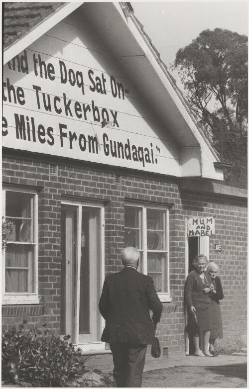 Women's rest rooms, signposted Mum and Mabel, at Snake Gully near the Dog on the tuckerbox statue, Gundagai, New South Wales, ca. 1970 [picture]