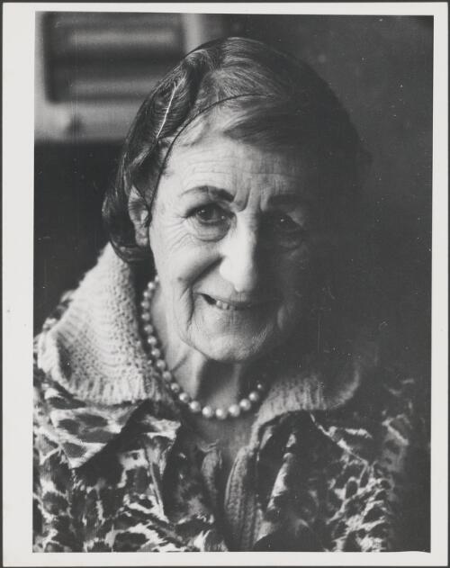 Portrait of Olga Deane, theatrical agent and collector of theatrical nostalgia, Sydney, ca. 1972 [picture]
